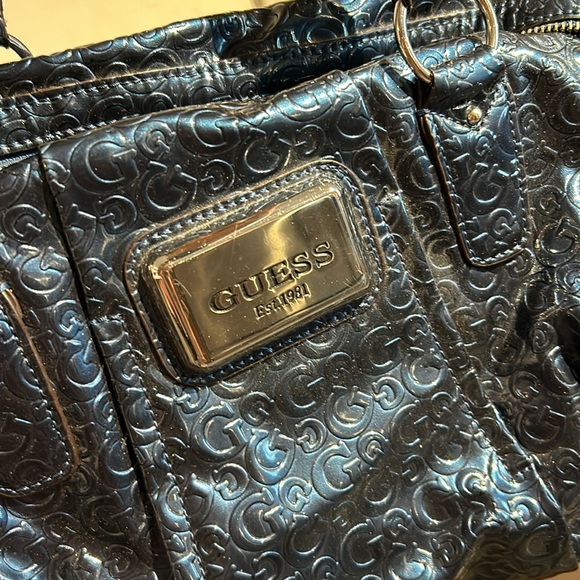 Blue Leather GUESS boho style bag with additional shoulder strap - Picture 3 of 6